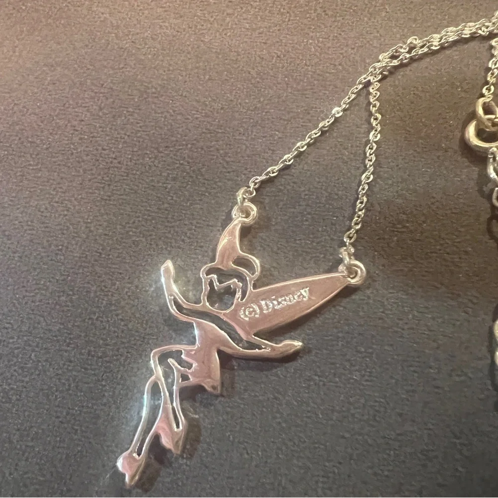 Disney Tinker Bell Silver Fairy Necklace Whimsical Pendant - Picture 4 of 4
